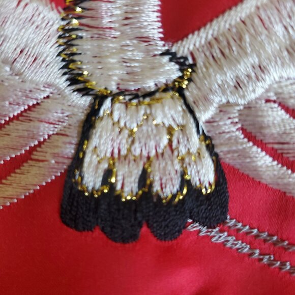 Vtg NOS Imported 22x22" Pillow Cover Japanese Crane Crisp Satin Sheen Embroidery - Picture 9 of 12